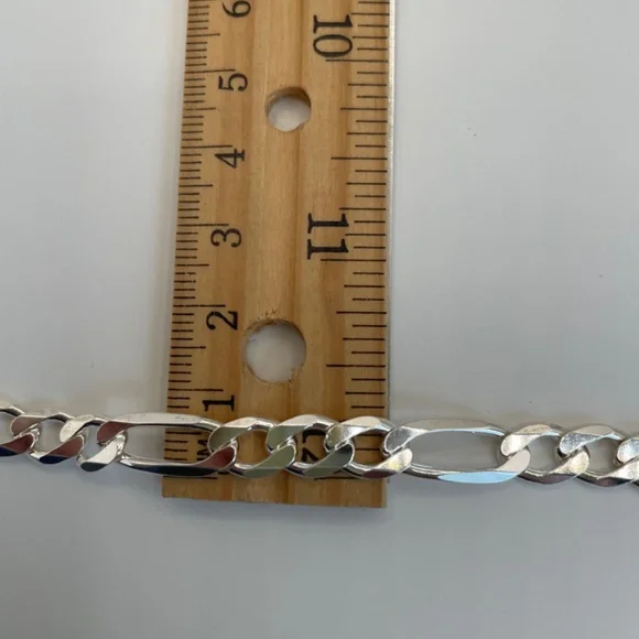 Sterling Silver 7MM Figaro Link 22” Chain Necklace-men or women’s - Picture 8 of 8